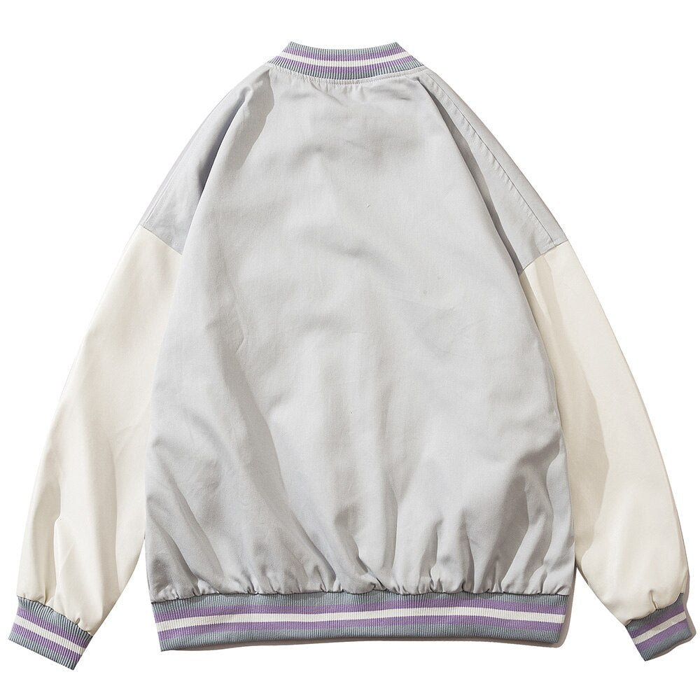 Furry Heart Patch Letter Embroidery Baseball Jacket Couple Varsity Jackets Coats Autumn Fashion Harajuku Streetwear Men