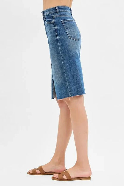 RISEN Full Size High Rise Front Slit Pencil Skirts Plus Size