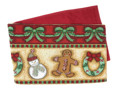 DaDa Bedding Gingerbread Snowman Holiday Woven Tapestry Dining Table Runner (12917)